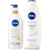 Nivea Creme Soft Kremsi Dokunuş Duş Jeli 750ml ve Q10 Sıkılaştırıcı Nemlendrici V&uuml;cut Bakım Losyonu 400ml