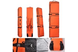 CuteHairy Padding Snowboard Bag With Wheels for Air Travel and Road Trips - Rolling Double Ski Bag Fits Single or 2 Sets of Skis - Waterproof With Pockets & Adjustable