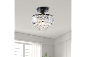 BESTIER moderne cristal noir semi-encastré lustre éclairage led plafonnier luminaire lampe pour salle à manger salle de bain chambre salon diamètre 23 hauteur 26