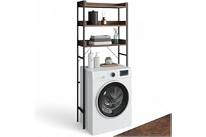 ‎TECTAKE tectake Badezimmerregal mit 3 Ablagen, Badregal, Waschmaschinenregal, Industrial Design, Überbauschrank, Regal für Waschmaschine, Toilettenregal, WC Regal, 67 x 25 x 165 cm - Industrial Dunkelbraun