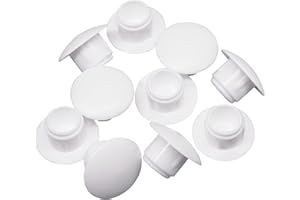 SKIR'CO (20 unidades) Tapones de plástico blanco de 8 mm, tapas de agujeros de taladro, tapones para agujeros de muebles, tapones de agujero de tornillo