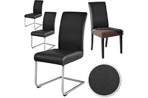 Alishomtll Stretch PU Chair Covers Set of 4 Faux Leather Chair Slipcovers Swing Chair Waterproof Washable Dining Room Chair Covers Chairs Protection for Kitchen Restaurant Hotel Wedding (Black, 4pcs)