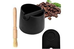 Knock Box Café, Bac à Marc de Café, Coffee Knock Box avec Barre de Chocs Amovible, Base Antidérapante et Brosse de Nettoyage, Espresso Knock Box(Noir)