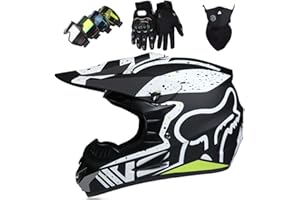 KIVEM Kinder Motocross Helm, Jungen Motorradhelm Herren Fullface Motorrad Cross Helm Fahrradhelm Mountainbike für Downhill BMX MTB Quad Bike Roller Moped - mit Fox Design - Mattschwarz