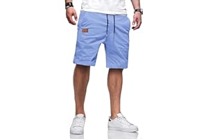 TARAINYA Short Homme Coton éTé Taille Elastique avec Poches Short Chino Homme Regular Fit