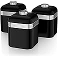 Swan SWKA1020BN Retro Kitchen Storage Canisters, Set of 3, Iron, 1 Litre, Black