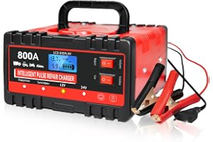 Helautomatisk batteriladdare, 8 A, 12 V 24 V, smart snabbladdnings- och underhållsverktyg för bil, lastbil, motorcykel, bil o