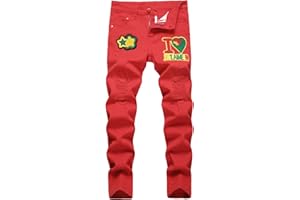 BFYSFBAIG Boy's Stacked Jeans, Kids Skinny Fit Ripped Destroyed Distressed Denim Pants Fashion Comfy Jeans Pants