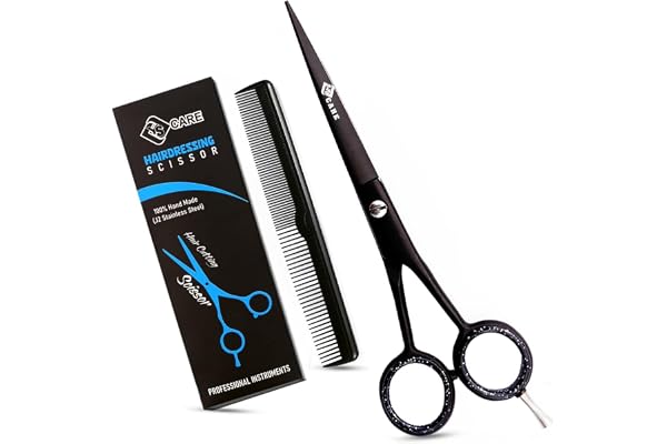 YSCARE Ciseaux de coupe de cheveux professionnels en acier inoxydable japonais 16,5 cm Vis de tension de réglage fin Ciseaux de qualité supérieure pour coupe de cheveux (6" black Supercut)