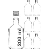 Afracam 200 ml Yassı Şeffaf Cold Brew Şişesi Kapaklı 200 cc Soğuk Kahve Cam Şişe 6 Adet (6, G&uuml;m&uuml;ş (Metal) Silver)