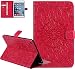 Produktbild iPad Mini 4 Hülle Case,iPad Mini 4 Lederhülle,Roreikes Ultra Slim iPad Mini 4 Schutzhülle Smart Shell Cover Tasche Etui,Volle Blume Muster Prägung Hülle Slim Fit PU leder Folio Stand Flip Cover im Bookstyle Kunstleder Schutzhülle Rückseite Abdeckung Cover Tasche mit Ständer für iPad Mini 4(7,9Zoll)-Rot