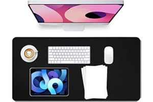 SINAND Podkładka na Biurko Skórzana |80X40cm| Podkładka Pod Mysz duża| Podkładka Antypoślizgowa na Biurko| Podkładka na Biurko z Okrągłymi Krawędziami do Biura i Domu (Czarny)