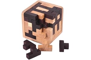 Oostifun Gobus 54 Pieces Wooden Brain Teaser Puzzle T Shape Building Blocks Geometric Jigsaw Puzzle Educational Black and White Puzzles Toy for Kids Adults