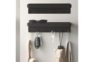 CHUIFAI 2 stycken nyckelbrädor med hylla magnetisk, nyckelhållare vägg nyckelbord svart utan borrning, nyckelbräda självhäfta