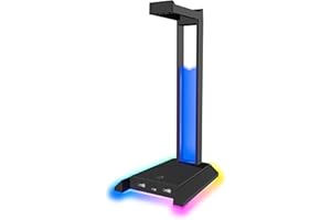 Speedlink EXCELLO NX Stojak na słuchaw RGB - stojak na słuchaw RGB Gamer z 9 trybów świecenia LED, USB Hub 2.0 z 3 portami USB, 1 portem USB-C i 2 portami USB-A, czarny