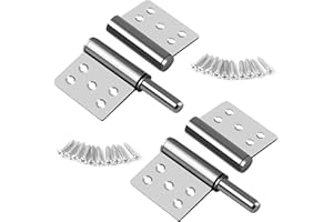 HOIIME Cerniera per porta, in acciaio inox spazzolato, portata fino a 80 kg, cerniere a vite in acciaio inox opaco, 2 pezzi di bandiere per porte e cancelli da giardino