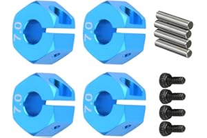 Dilwe 4 Pcs 12mm 7.0 Moyeux Jante Roue héxagone Adaptateur de Pneu Pièces de Rechange de 1/10 RC HSP HPI Voiture