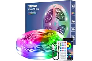 TK99SW Tira LED 7 Metros, Luces Habitación Bluetooth Musical con IR Control Remoto y APP, 16 Milliones de Colores para Habitación, Sala, Cocina, Fiesta