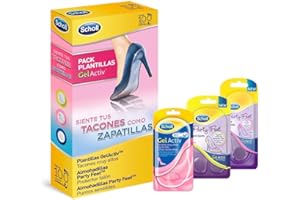Scholl Gel Activ, pack de 3 plantillas, para tacones muy altos, protector talón y puntos sensibles, para mujer