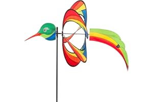 HQ Design Windspiration - Paradise Critter, UV-beständige und wetterfeste Windspiel Deko für Garten, Terrasse und Balkon - Windrad inkl. Standstab (Hummingbird)