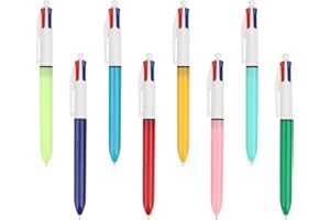 MOTIBACK Penna a sfera in 4 colori, 8 penne a sfera multicolore, 1,0 mm, 4 penne colorate per l'ufficio, la casa o la scuola (A)