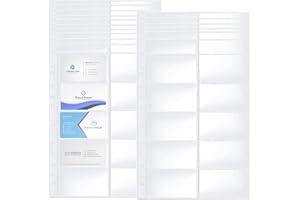 AFHGDJR 20 Pack Visitenkartenmappe A4 mit 10 Fächern,Visitenkarten Aufbewahrung,Taschen Visitenkartenhüllen Binderblätter,Ultra-Clear Visitenkartenblätter mit 11 Löchern,Doppelseitige Kreditkartenblätter