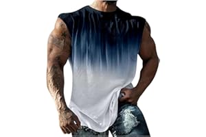 HAOLEI Gym Vests for Men UK Sale Clearance Running Muscle Tank Top Athletic Training Gym Shirts Workout Bodybuilding Vest Printed Cotton Tank Top Cut Off Sleeveless T Shirts