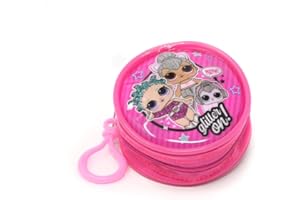 CHARACTEROUTLET LOL Surprise Glitter ON Childrens Character Round Zipped Coin Purse with Key Clip Licensed