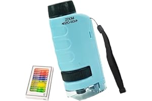 ASHOPFUN Minilabsters Miniscope Kids,Pocket Microscope for Kids,Miniscope Portable Microscope Kids Minilabsters,Handheld Microscope,Led Lighted Pocket Microscope for Scientific Experiment,Students,Kids (Blue)