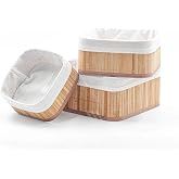 Busstier 3-Piece Multi-Purpose Bamboo Organizer Set, Multi-Size Kitchen Bathroom Home Baskets, Large, Medium, Small Size