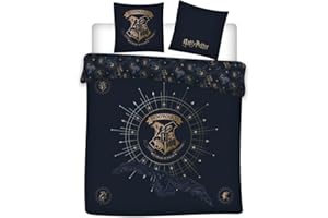 AYMAX Parure da letto matrimoniale Harry Potter, copripiumino reversibile 2 persone 240 x 220 cm + 2 federe 65 x 65 cm, in policotone