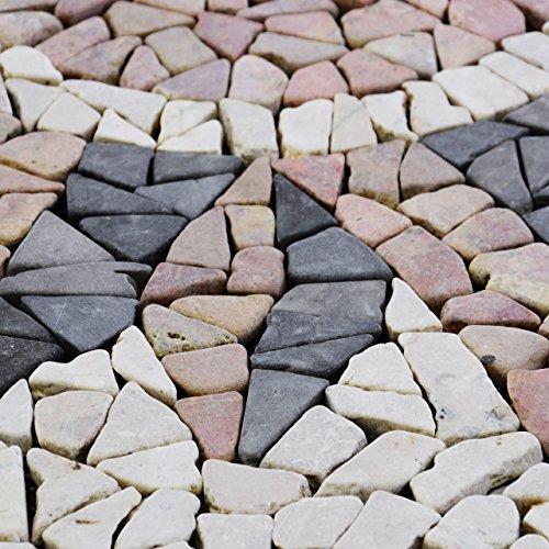 DIVERO 120 x 120cm Naturstein-Mosaik Motiv Sonne aus 16 Matten je 30 x 30cm Fliesen für Wand Boden Bruchstein grau rose creme - 3