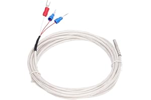 Nikou Sonde Capteur de Température PT100, Étanche Sonde de Thermistance à 3 Fils Thermocouple de Type K pour Contrôleur de Température Constante