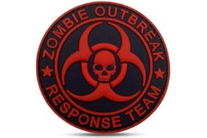 Ohrong Toppa tattica 3D in PVC con motivo Zombie Outbreak Response Team, in gomma, militare, per borse, cappelli, giacche, con retro a gancio (rosso nero)
