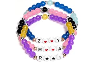 AICase - Bracciale con ciondoli da donna, placcato in argento, regalo con perline, perline e catena a serpente regolabile, per compleanno, per donne, mamma/sorella/amiche/moglie/nonna