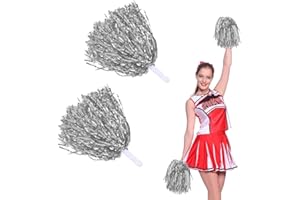 DKDXID 2 Pcs Pompones Animadora Pompones de Porrista de Lentejuelas Niño Adultos Flores de Mano Pompones Metallic Cheer Leader Poms Animadora Pompones Cheerleader Cheerleading Pom Pom con Mango