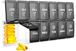 Mossime Tygodniowe pudełko na tabletki 7-dniowe: duże pudełka na tabletki 7 dni 2 razy dziennie codzienny organizer na tabletki 7 dni z 14 przegródkami - XL tygodniowe etui na tablet Am Pm organizer