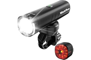 WIND&MOON Reflektor rowerowy, tylne światło rowerowe, zestaw świateł przednich i tylnych, 6 trybów migania, oświetlenie rowerowe z możliwością ładowania przez USB, wodoodporne oświetlenie rowerowe