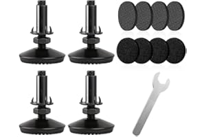 Tahikem 4 Set Adjustable Levelling Feet, M10 Height Adjuster Furniture Levellers Foot with T Nut Bolt, Table Leg Extenders, Screw In Cabinet Bed Table Chair Self Levelers Legs 2" Base 2" Thread Black