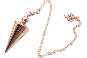 SUNERLORY Kupfer Pendel für Wahrsagung, Pendel esoterik Tropfen Anhänger mit Kette, Kegel Anhänger Reiki Wicca Witchcraft Supplies, Dowsing Scrying Balance Armband(Rose Gold)