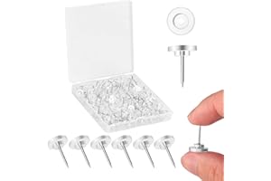 SHERYL&RAIN 200 Pezzi Puntine da Disegno Trasparenti, Lunghezza 17mm Puntine da Disegno Puntine da Disegno Piatte Decorazione con Scatola di Immagazzinaggio per Mappa del Mondo Bacheca di Sughero (Diametro 10mm)