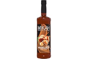 Mikah - Premium Flavors - Hazelnut (Nocciola) | Sciroppo Per Drink e Dessert | Uso Professionale | 1 Litro (1000ml)