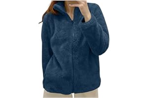 Generico Giacca da Donna Pile Donna Lunga Pile Senza Cappuccio e con Zip Giacche Giacca Teddy Donna Versione Loose Del Cappotto A Maniche Lunghe Autunno e Inverno Caldo Cappotto con Homewear