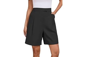 Famulily Womens Summer Long Shorts Casual Wide Leg Hot Pants Cozy Elastic Waist Suit Shorts with Pockets S-XXL