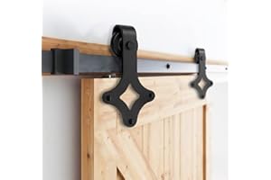 Jopassy Kit de rail coulissant de 183 cm (6 pi), ensemble de système de porte coulissante, capacité de charge de porte coulissante 150 kg, rail de porte coulissante pour porte en bois simple ｜ Diamant