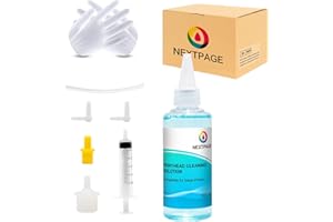 Nextpage Środek do czyszczenia głowicy drukującej, do czyszczenia wszystkich drukarek atramentowych Epson, Canon, HP, Lexmark, Kodak i Samsung, z adapterami węża (jasny cyjan)