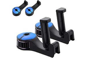 Snowtain 2 in 1 Auto Sitz Kopfstützenhaken, 2 Pcs 360° Drehung Haken Auto Kopfstütze Heckhaken, Drehbar Einstellbar Multifunktionaler Auto Haken für Tasche, Geldbörse, Stoff, Lebensmittel(Blau)