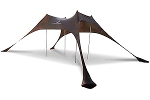 STRANDWERK Namiot plażowy premium z lycry, muszla, żagiel przeciwsłoneczny, 4 aluminiowe drążki, kotwice do piasku, kolor ciemnoszary