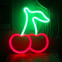 Insegna Al Neon LED A Forma Di Ciliegia - Luce Decorativa Da Parete Con Alimentazione USB - Lampada Notte Per Cameretta, Festa E Decorazione Frutta - 3