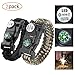 Produktbild YOUTU 20-in-1 Paracord Survival Armband Maximale Tragfähigkeit 250kg, mit Multitool, Feuerstahl, SOS LED Light, Kompass, Signalpfeife, Minimesser, Thermometer, Pack of 2